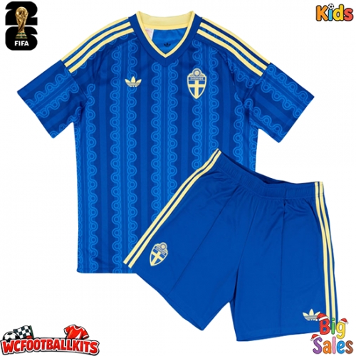 Sweden Replica Away Stadium Kit for Kids World Cup 2026 Short Sleeve (+ pants)
